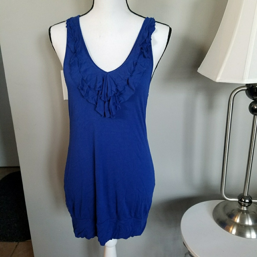 MAX Rave Royal Blue Lace Body Shirt Dress‎ Size L, 00286